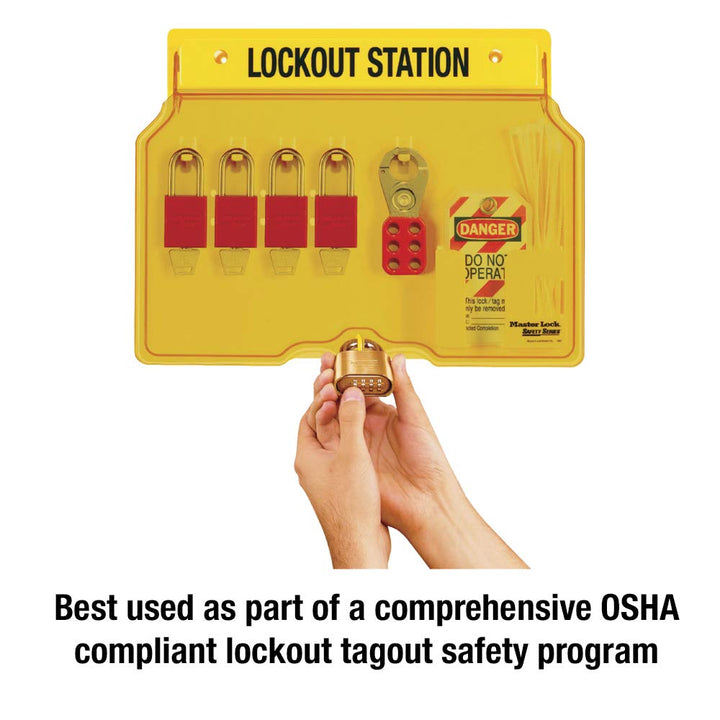 Master Lock Lockout Tagout Station, abgedeckte Gruppen-Lockout-Station, inklusive 4 Aluminium-Vorhän