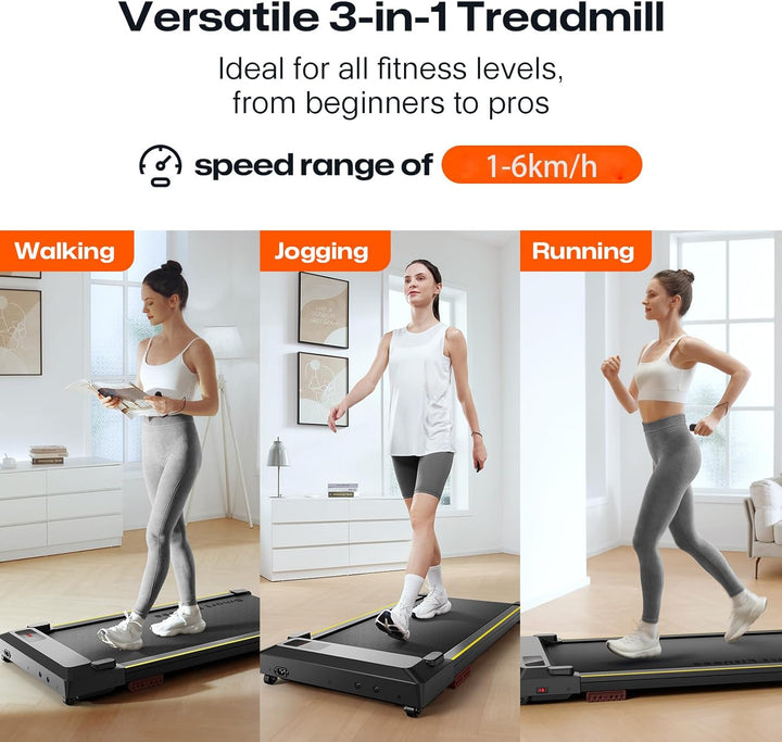 Laufband mit APP, Smart Walking pad mit Doppelter Stossdämpfung, Ultra Schlanker Laufband Schreibtis