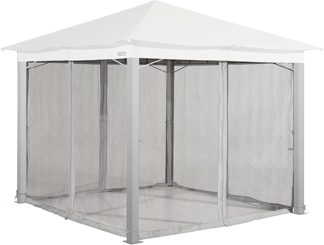 Moskitonetz für Gartenpavillon Sunset Classic 3x3 m - Polyester - Insektengitter inkl. Ringe, mit Re