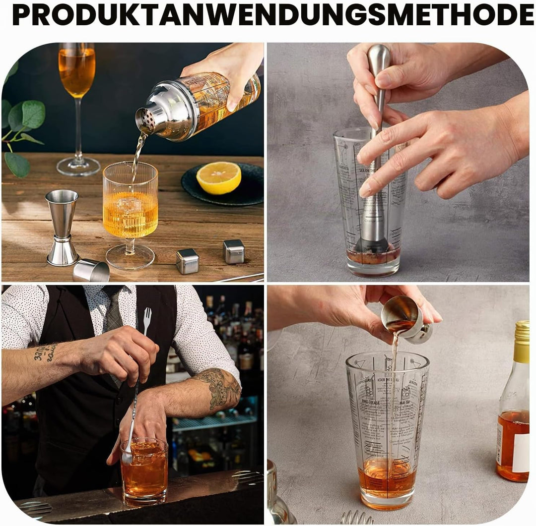 Glas Cocktail Shaker Edelstahl auslaufsicherer Deckel Boston Shaker Martini Shaker Anfänger Barkeepe