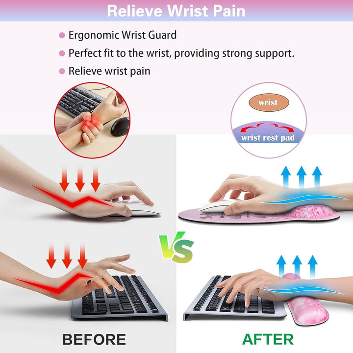 3-in-1 Mousepad Set,Acezeek Handballenauflage Tastatur,Mauspad mit Gelkissen,Cup Pad,Ergonomisches M