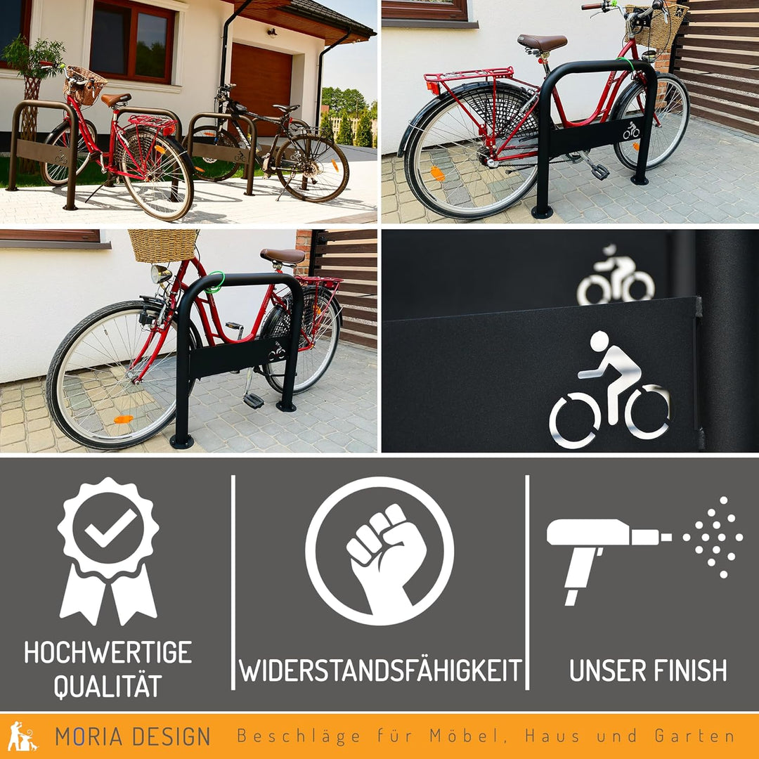 MORIA DESIGN Fahrradständer 110 x 36cm Fahrrad-Logo Bodenparker für 2 Fahrräder | stabiler Fahrradha