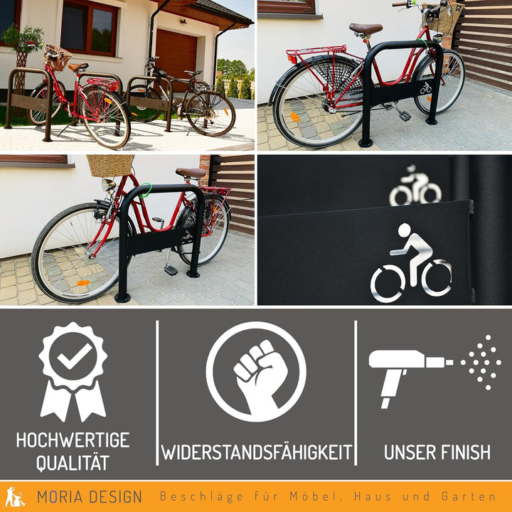 MORIA DESIGN Fahrradständer 80 x 80 cm Bodenparker für 2 Fahrräder Loft | stabiler Fahrradhalter Bod