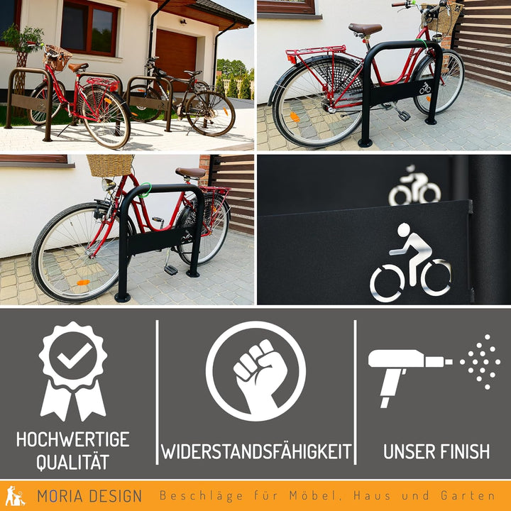 MORIA DESIGN Fahrradständer 110 x 80 cm Bodenparker für 2 Fahrräder Loft | stabiler Fahrradhalter Bo