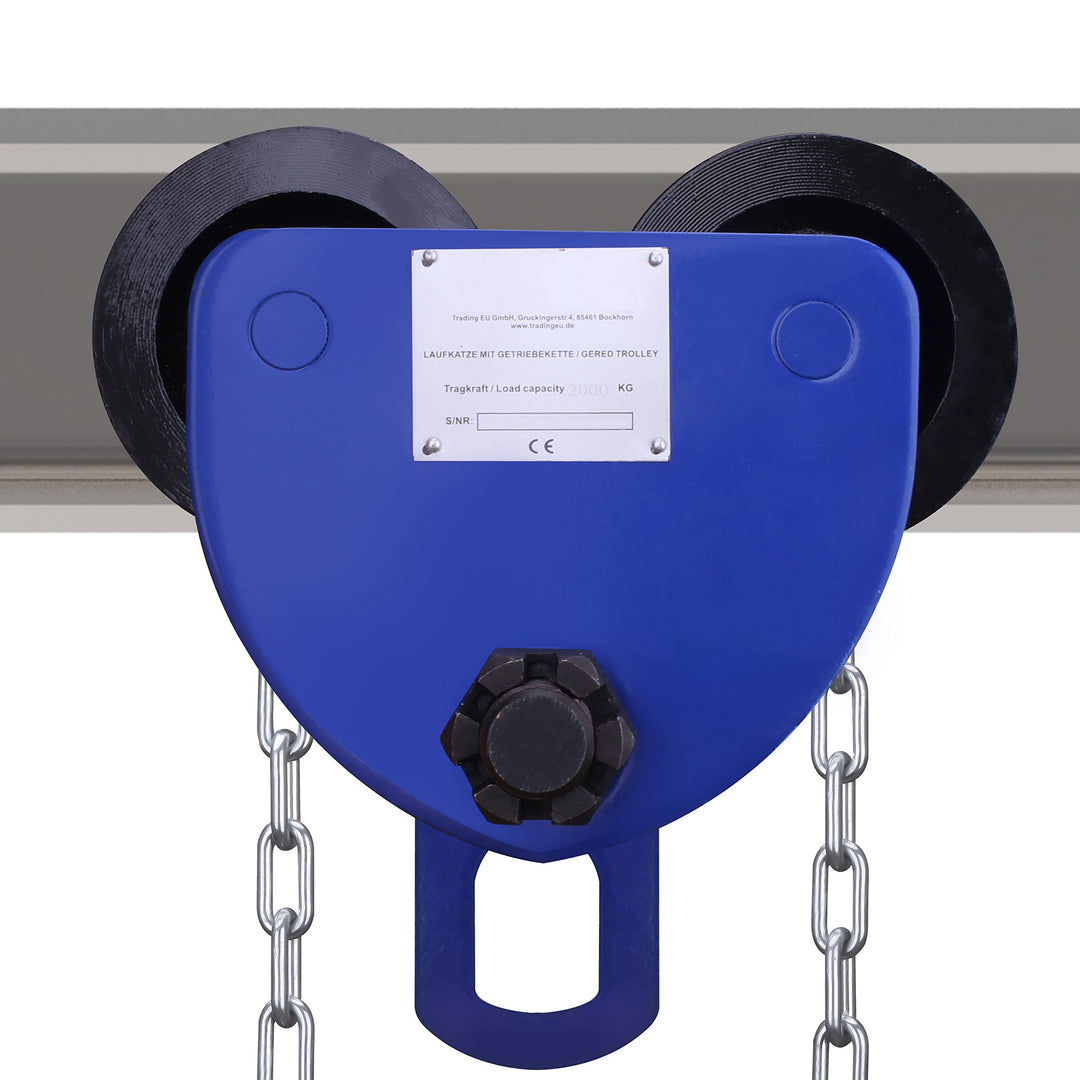 Pallit Laufkatze GEARED | 1000 kg Tragkraft | 80-125 mm Flanschenbreite | Krankatze Handfahrwerk + H