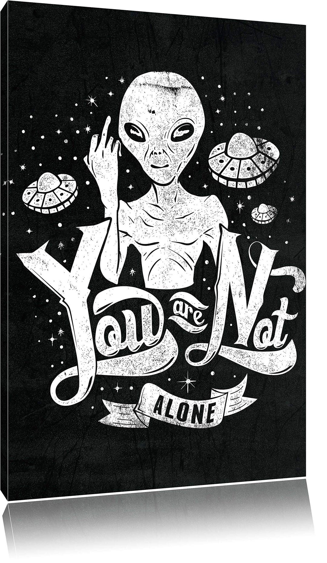Dark You are not alone black Bild auf Leinwand, XXL riesige Bilder fertig gerahmt mit Keilrahmen, Ku