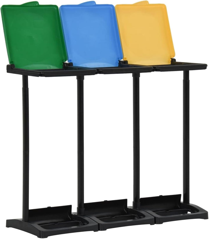 Homgoday Müllsackständer mit Deckel 240-330 L Mehrfarbig PP Abfallsammler für Mülltrennung 98x36x82
