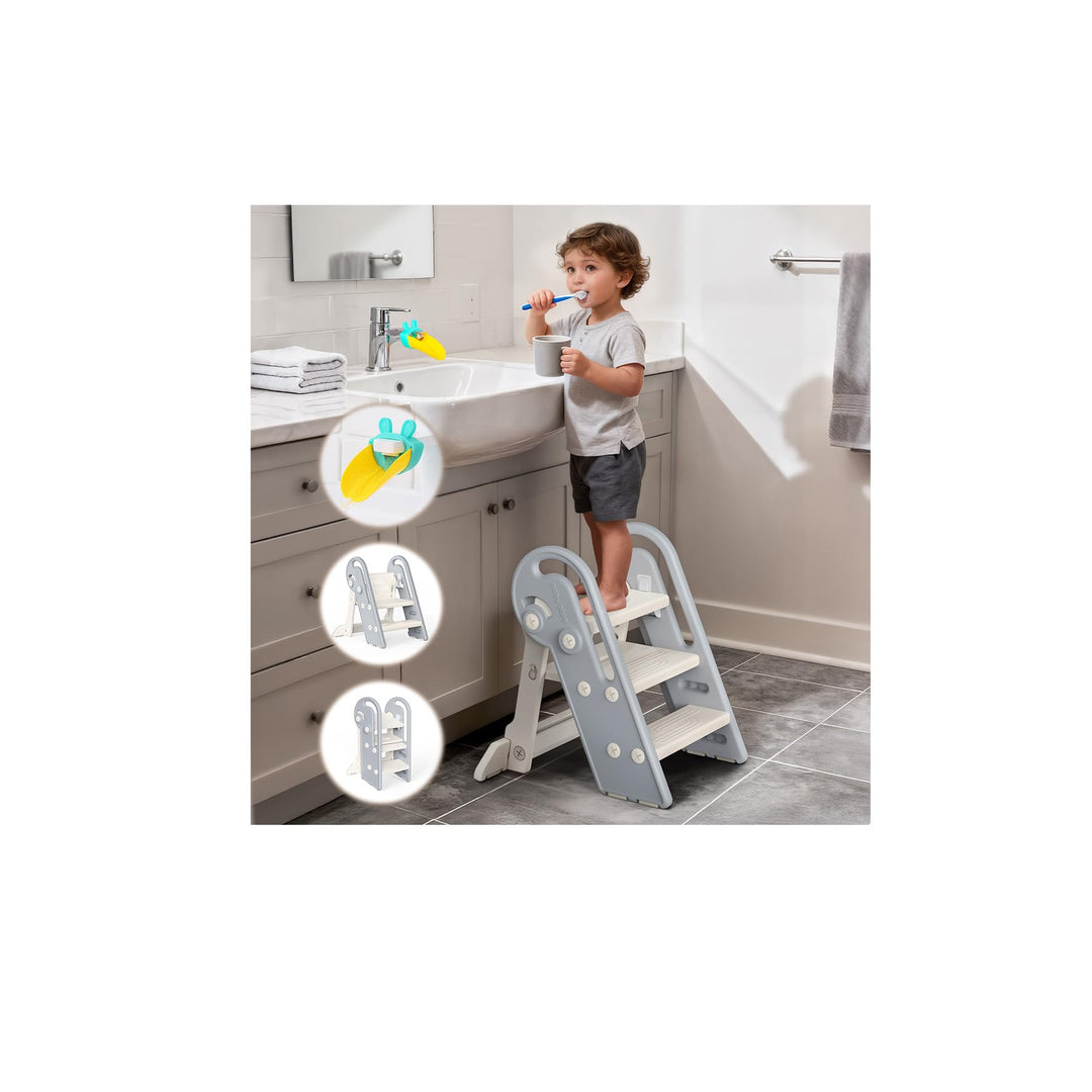 Onasti Tritthocker Kinder, Höhenverstellbar 3 Stufen Hocker Kinder, Trittschemel für Baby mit Handha