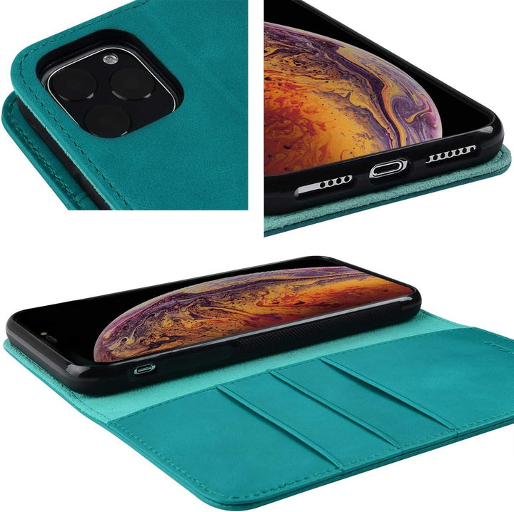 VISOUL iPhone 11 Pro Hülle,Stossfeste Handyhülle [Rindsleder][Auto Sleep/Wake] TPU Schutzhülle [Kart