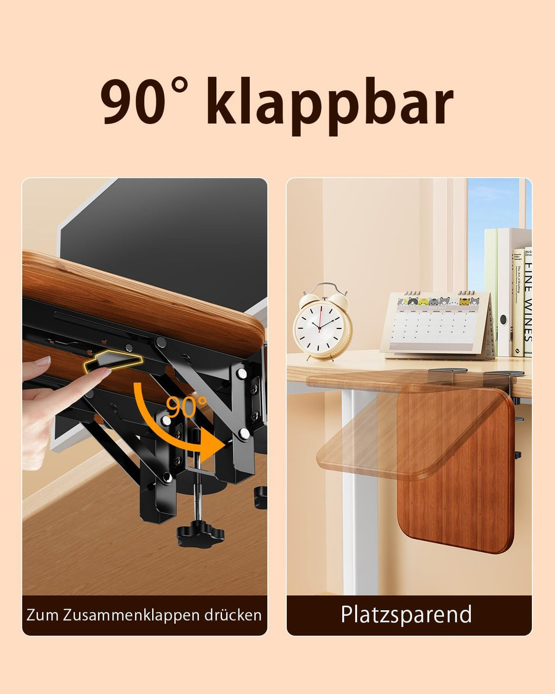 Ergonomische Schreibtisch Verlängerung,20,8x19,3 cm Armauflage Schreibtisch,90° klappbare Unterarmst