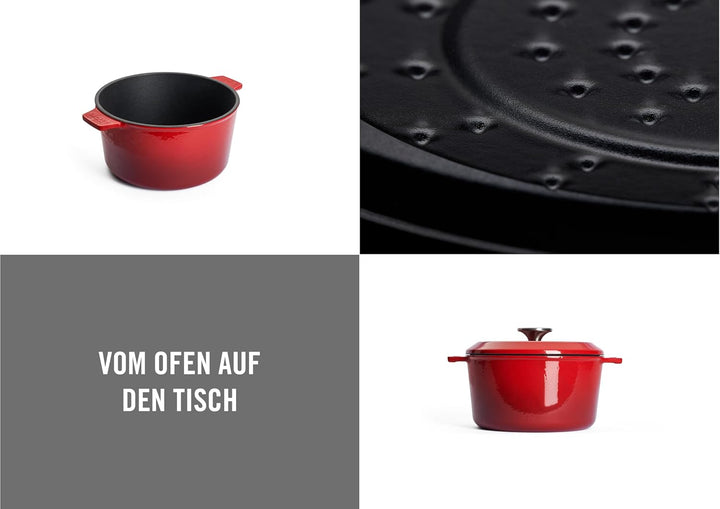 Woll Iron Gusstopf mit Deckel und Silikongriffen - Induktiv -, Ø 16 cm, 8 cm hoch, 1,3l - Geeignet f