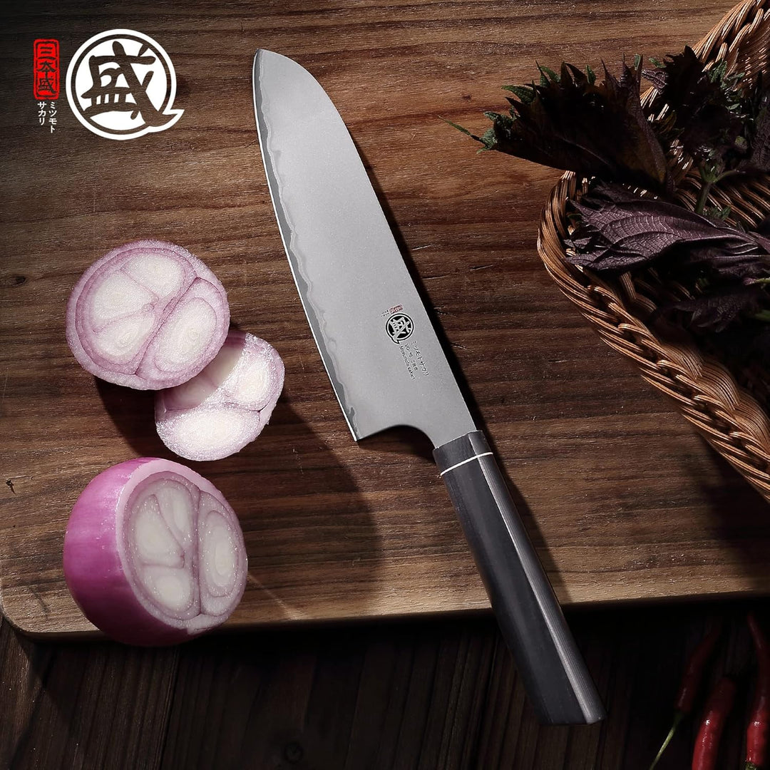 MITSUMOTO SAKARI 17 cm Professionelles Santoku Messer, Japanisches küchenmesser, Handgeschmiedetes K