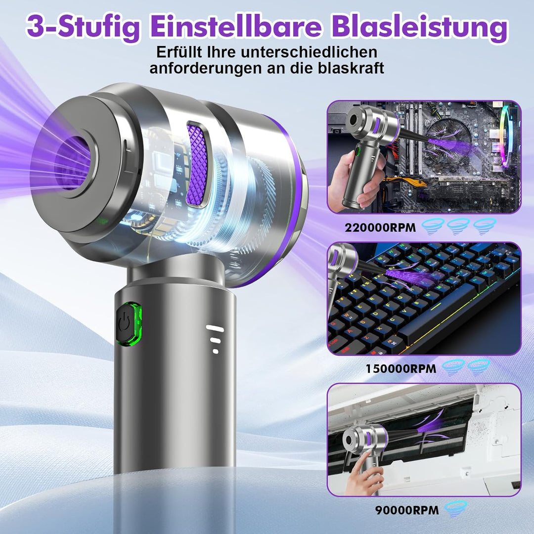 3-in-1 Handstaubsauger Akku,Auto Staubsauger Stark,18000PA Handstaubsauger Kabellos,3-Gang 200000 U/