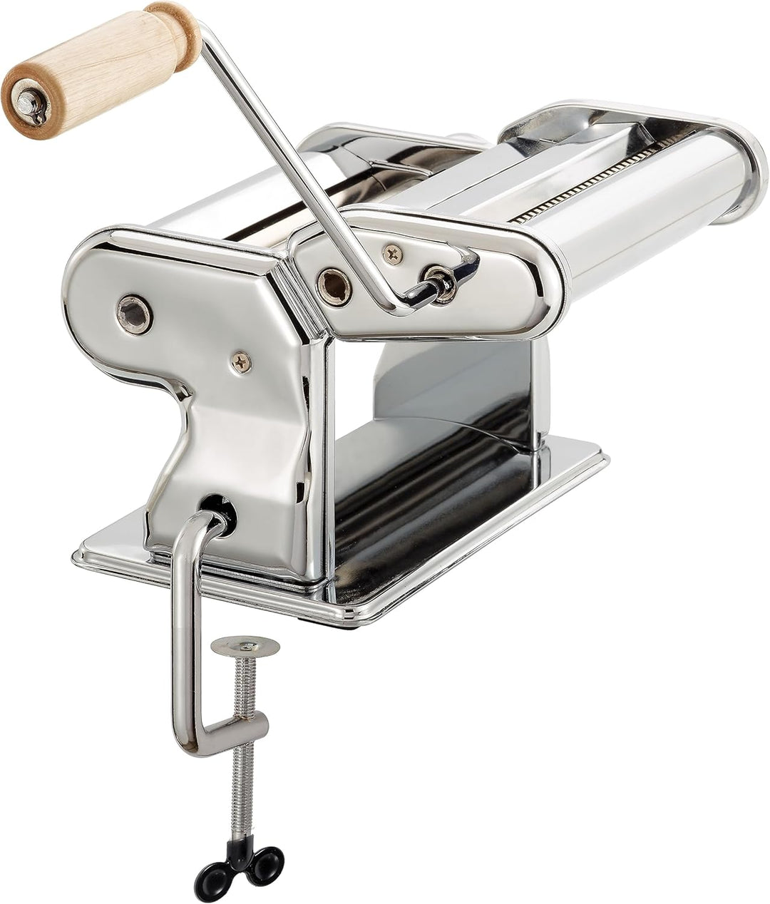 Fante's Doppelschneider Classic Pasta Maker, Handkurbel Nudelpresse mit einstellbaren Dickeneinstell