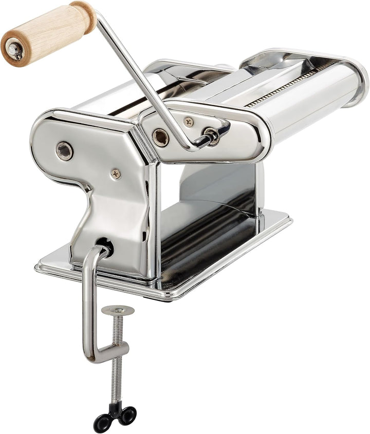 Fante's Doppelschneider Classic Pasta Maker, Handkurbel Nudelpresse mit einstellbaren Dickeneinstell