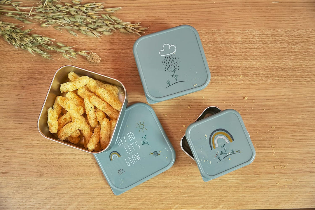 LÄSSIG Snackbox 3er Set Edelstahl 3 Stück Garden Explorer Grün, Gr&#xFC;n