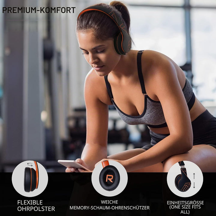 PowerLocus P6 Bluetooth Kopfhörer Over Ear, Over Ear Kopfhörer Kabellos mit Super Bass, 40Std. Spiel