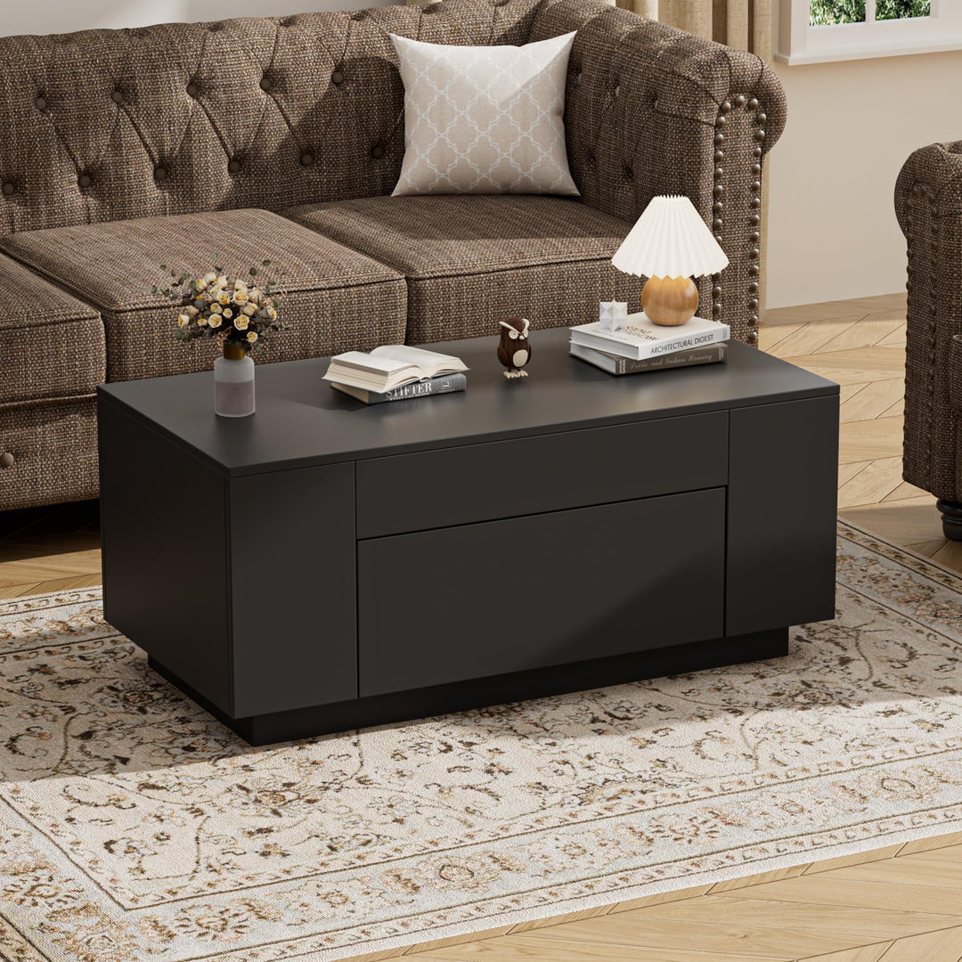 BonVache Couchtisch, Beistelltisch Couch, Wohnzimmertisch Holz mit Stauraum, Coffee Table, Kaffeetis