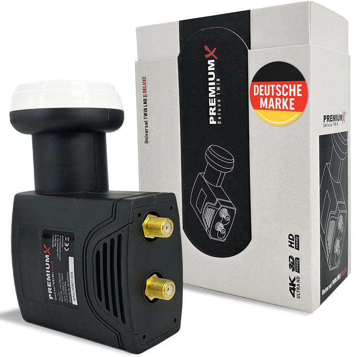Premium X Deluxe Twin LNB - Signalumsetzer für 2 Teilnehmer mit digitalem SAT-Empfang in HD, UHD &amp; 4