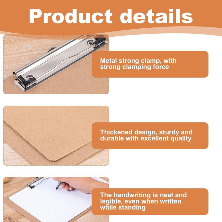 4 Stück Klemmbrett a3, Gross Klemmbretter 44 × 32 cm mit Doppeltem Klemmbrett Holz Clipboard für Bür