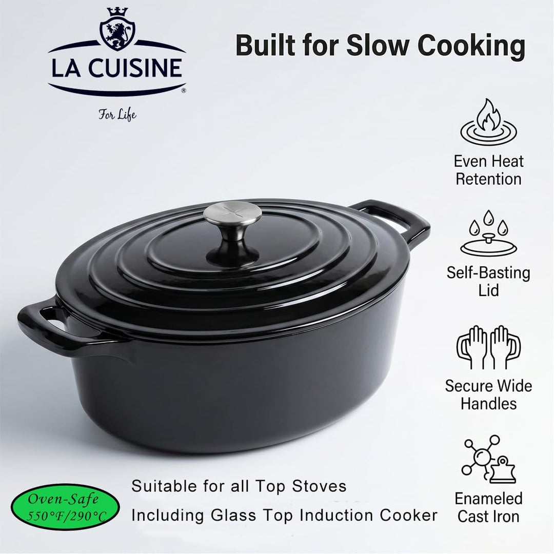 La Cuisine Gusseisen Ovale Bräter Schmortöpfe mit deckle ideal zum Braten Schmoren Dämpfen und Brotb