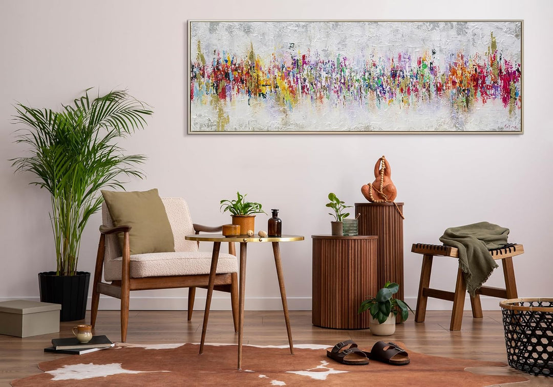 YS-Art Abstrakt Acryl Gemälde auf Leinwand handgemalt Abstraktion II Wandbilder Wohnzimmer Moderne f