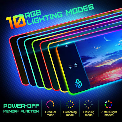 GIM RGB Gaming Mauspad XXL Mousepad 800 x 300 x 4cm Mauspads mit Sternmotiv unterlage PC Maus Pad An