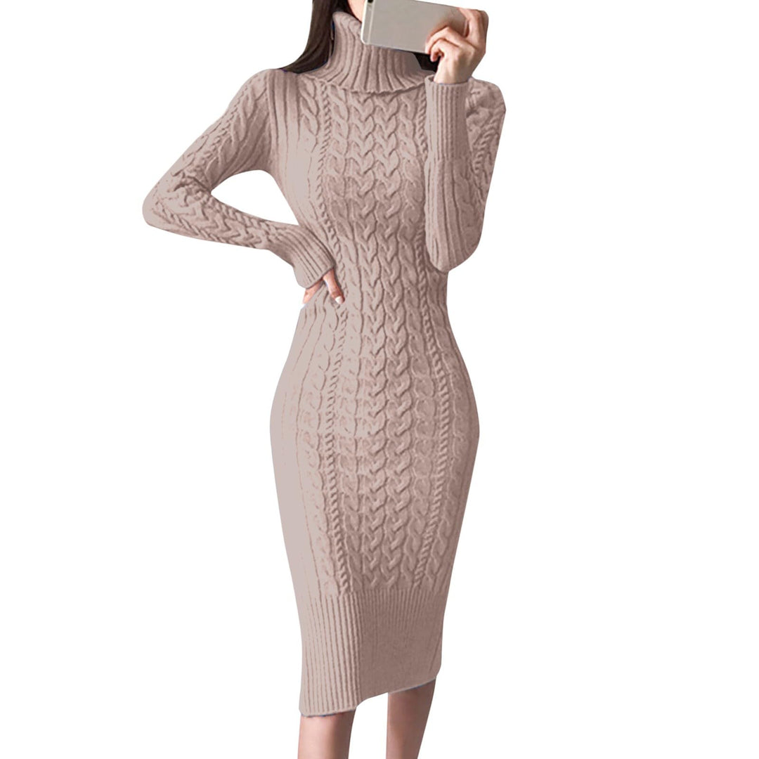 Generisch 2025- für Damen gestrickte figurbetonte Midi-Pullover-Kleider Cardigan Mit Damen (M)