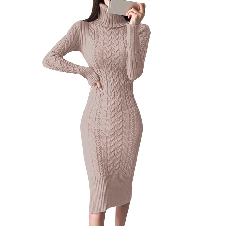 Generisch 2025- für Damen gestrickte figurbetonte Midi-Pullover-Kleider Cardigan Mit Damen (M)
