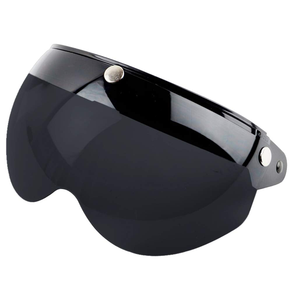 Wopohy Helmvisier Universelles 3 Druckknopf Winddichtes Sonnenschutz Halbgesicht-Retro Motorradhelm