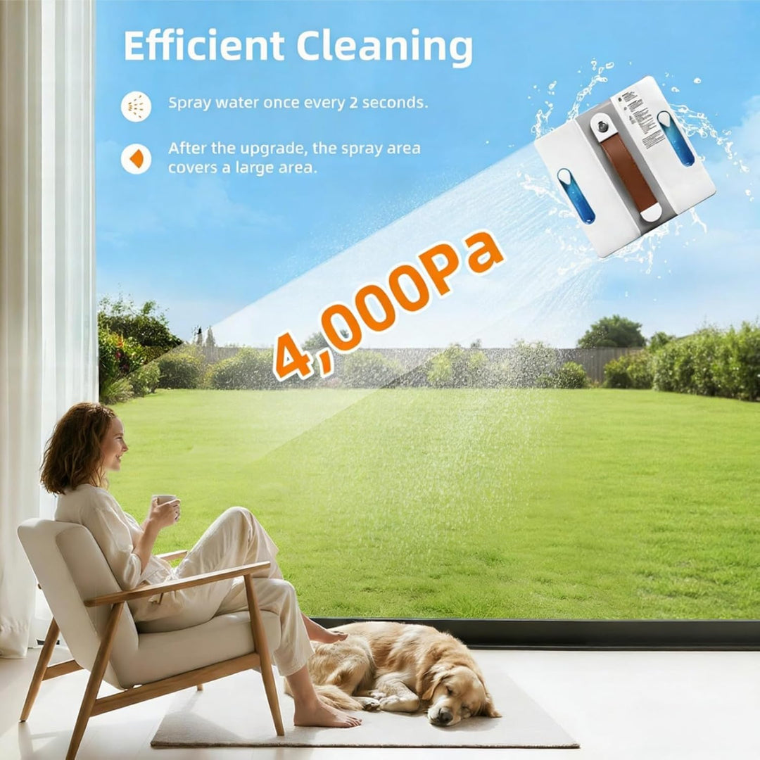 Mini Fensterputzroboter 4000PA, 3 Reinigungsmodi, Window Cleaning Robot Inklusive 4 Düsen und 5 Mete