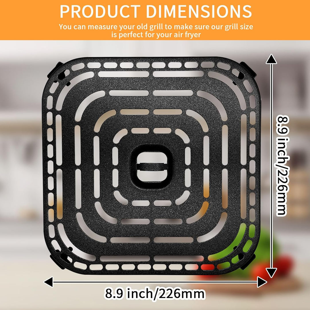 Air Fryer Grill Pan for COSORI Air Fryer TurboBlaze 6 Qt, Non-Stick 8.9’’*8.9’’Square Air Fryer Rack