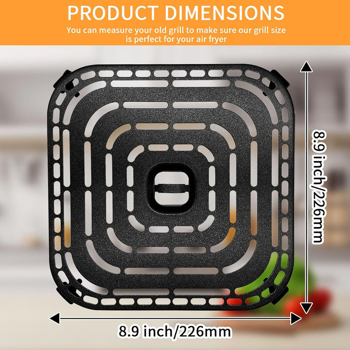 Air Fryer Grill Pan for COSORI Air Fryer TurboBlaze 6 Qt, Non-Stick 8.9’’*8.9’’Square Air Fryer Rack