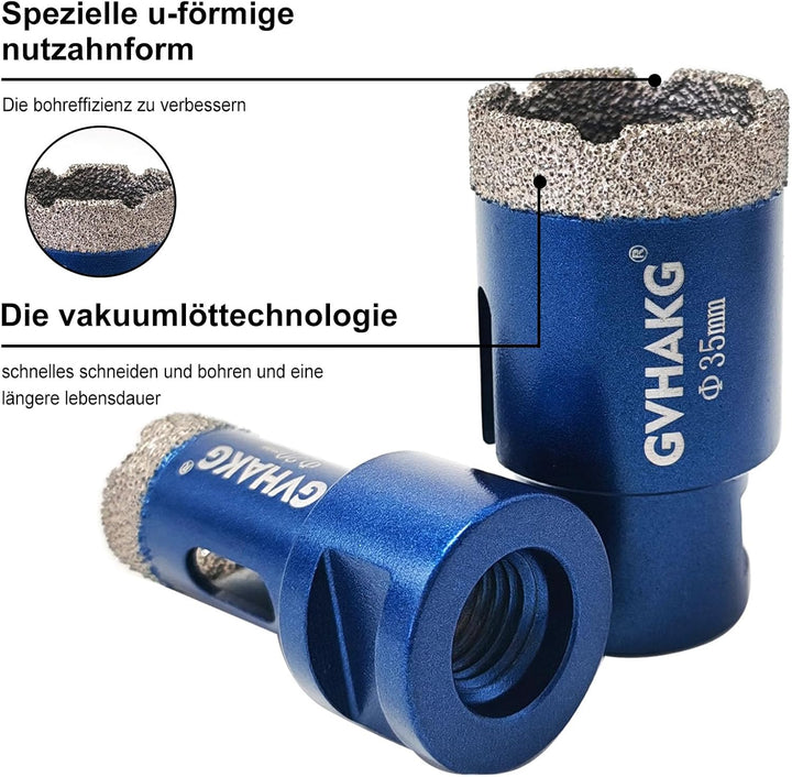 GVHAKG 4 stücke Diamantbohrer Fliesenbohrer Set mit M14 Gewinde,Diamantbohrer Lochsäge(20/35/50/68mm
