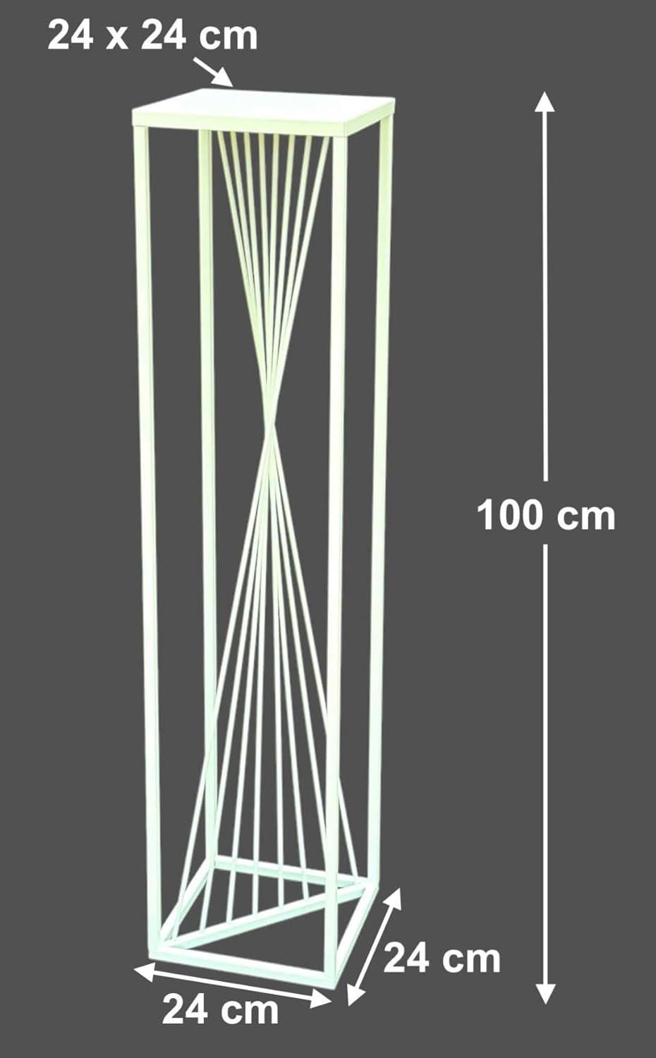 DanDiBo Blumenhocker Metall Weiss Eckig 100 cm Blumenständer Beistelltisch 96568 Blumensäule Pflanze