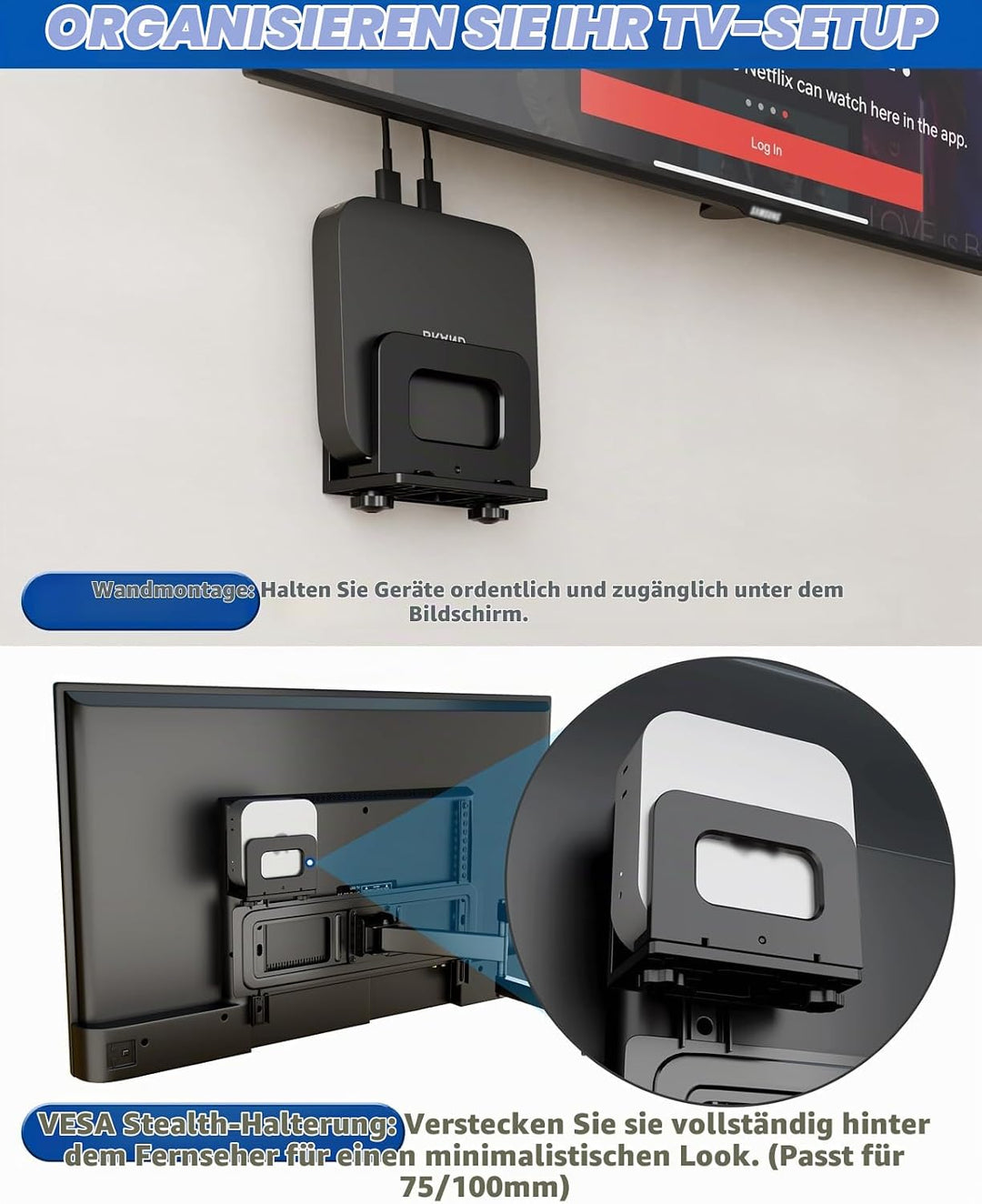 sciuU Universelle Verstellbare Wandhalterung für WLAN Router, TV Box &amp; Mini PC - VESA Halterung für