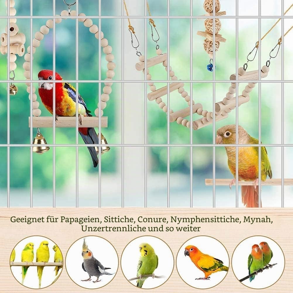 Vogel-Papageien-Spielzeug, 9 Stück, Vogelkäfig-Zubehör, Spielzeug, Barsch, Leiter, Kauspielzeug, Hän