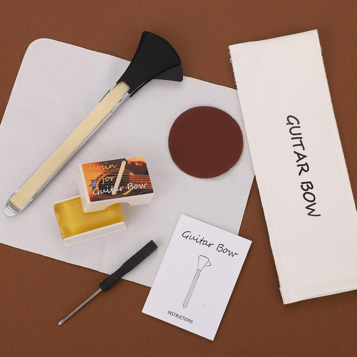 Gitarrenbogen-Set, 2-in-1 Rosshaar-Aluminium-Legierung Gitarrenbogen mit Kolophonium Schleifpapier T