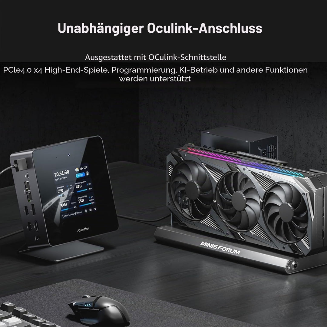 AtomMan X7 Ti Mini PC Barebone Intel Core Ultra 9 185H Mini Computer für Business, Kamera 1080P/RJ45