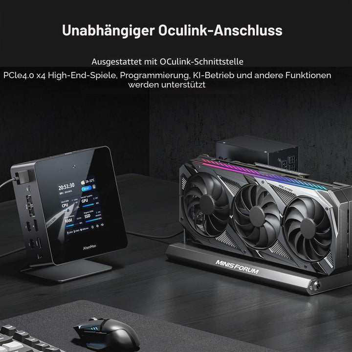 AtomMan X7 Ti Mini PC Barebone Intel Core Ultra 9 185H Mini Computer für Business, Kamera 1080P/RJ45