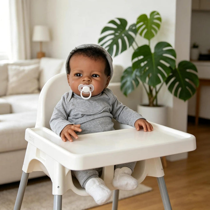 Zero pam Reborn Baby Puppe Schwarze, 50CM Reborn Baby Vollsilikon Lebensecht Jungen, Realistische Ba
