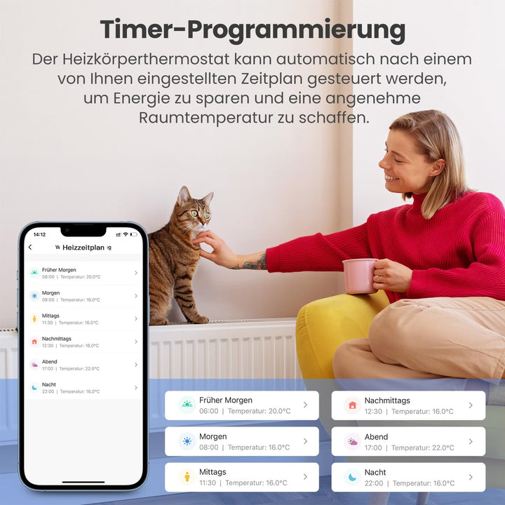 Smart WiFi Heizkörperthermostat, Alexa Heizungsthermostat, Programmierbar Thermostat Unterstützen Al