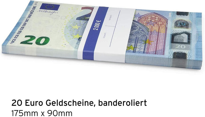 Litfax GmbH 20€ Euroschein/Euro-Geldscheine ca. 175 x 91 mm/banderoliert, je Pack. 75 Stück (3 PG) …