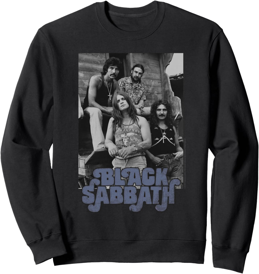 Black Sabbath Offizielles Schwarz-Weiss-Band-Foto Sweatshirt