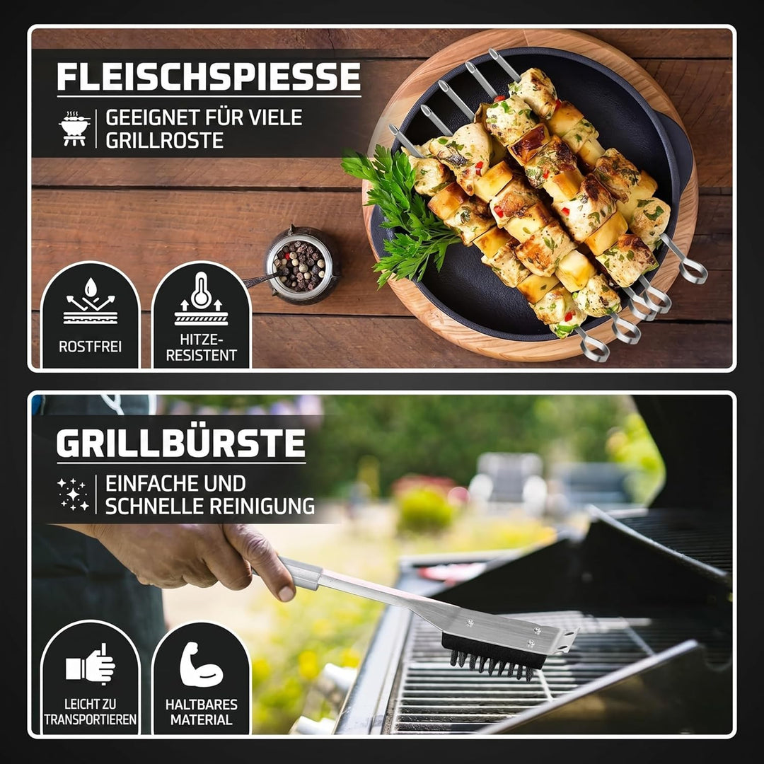 Kyto BBQ Zubehörsatz 39-teilig mit Koffer Grill Set Grillbesteck für Garten Camping Geschenke für Mä