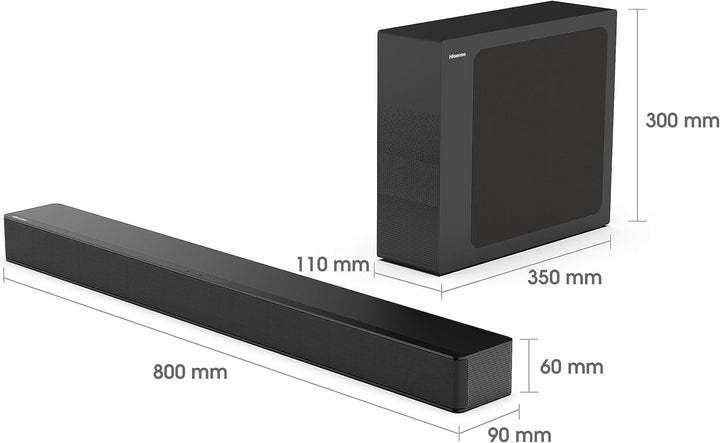 Hisense HS2100 2.1 Soundbar Home Theater System mit kabellosem Subwoofer, 240W, Dolby Audio, Bluetoo