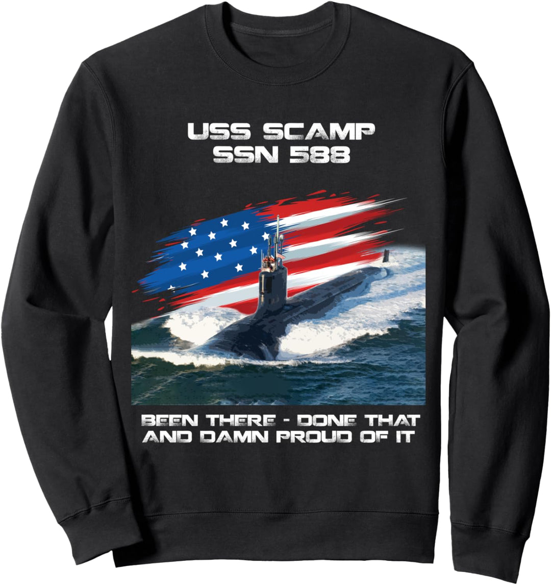 USS Scamp SSN-588 Amerikanische Flagge U-Boot Veteran Xmas Sweatshirt