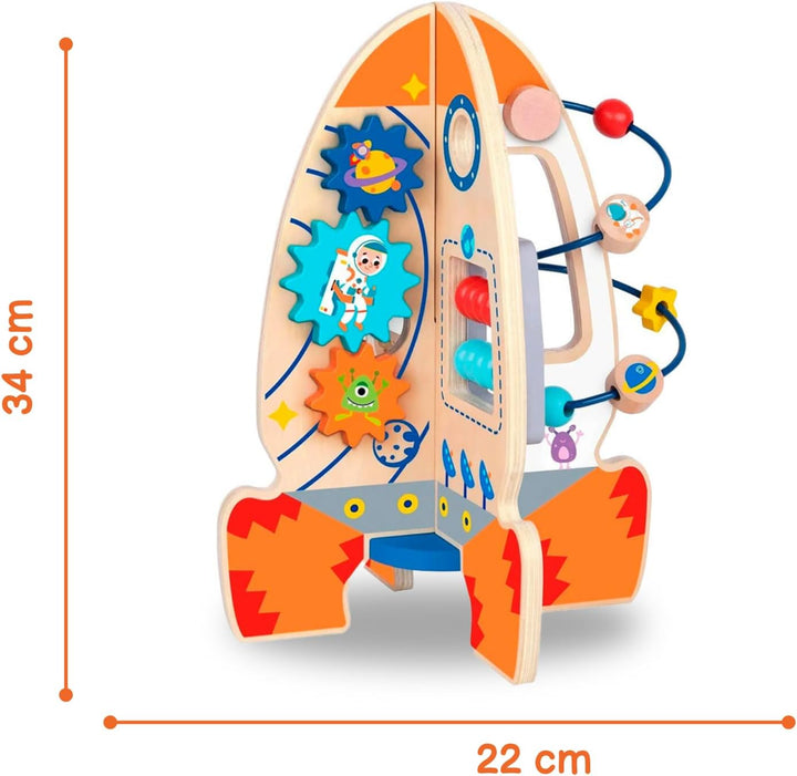 Tooky Toy Aktivitätsrakete aus Holz