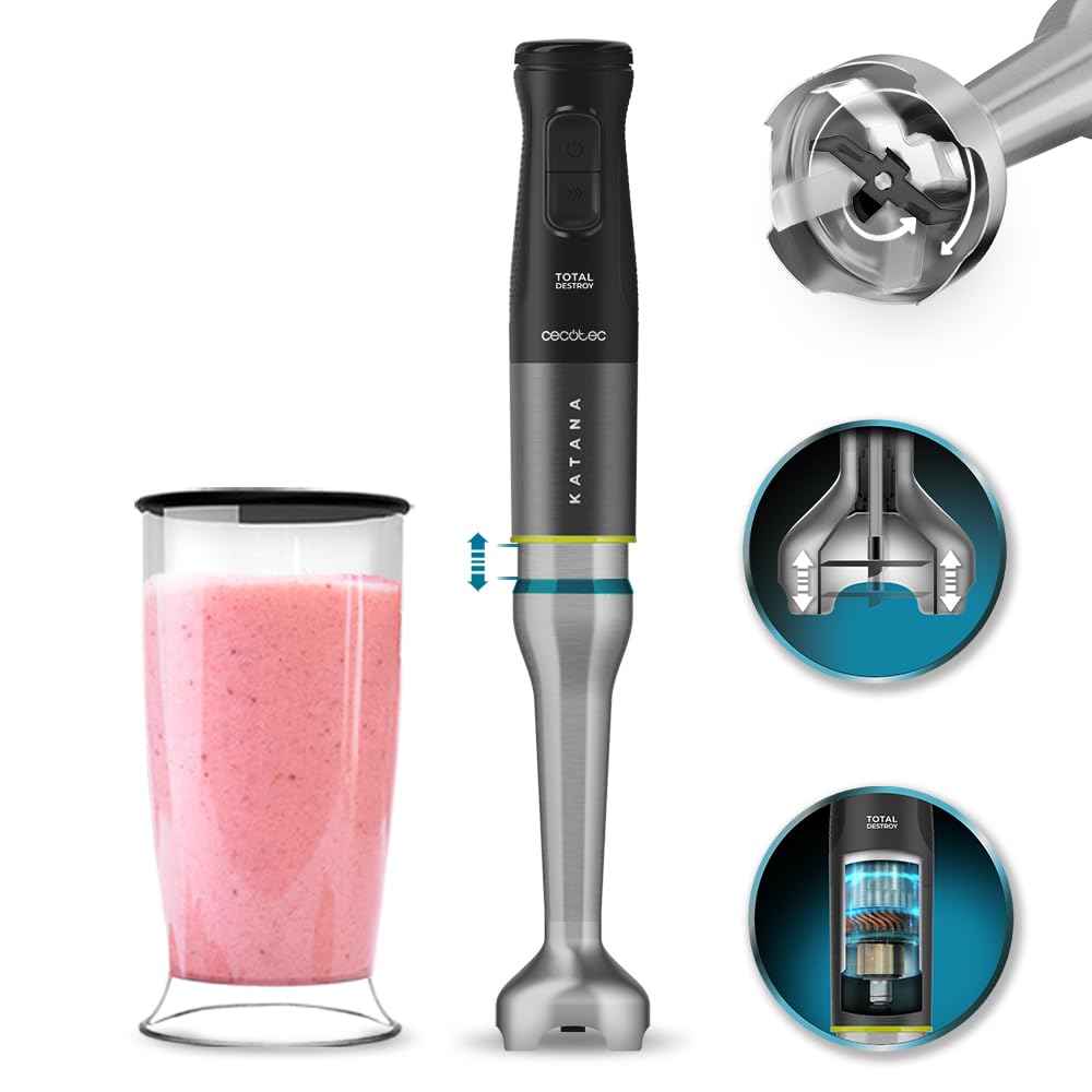 Cecotec Stabmixer Katana TotalDestroy 1500XL DoubleKatana DK. 1500 W, 21 Geschwindigkeiten und Turbo