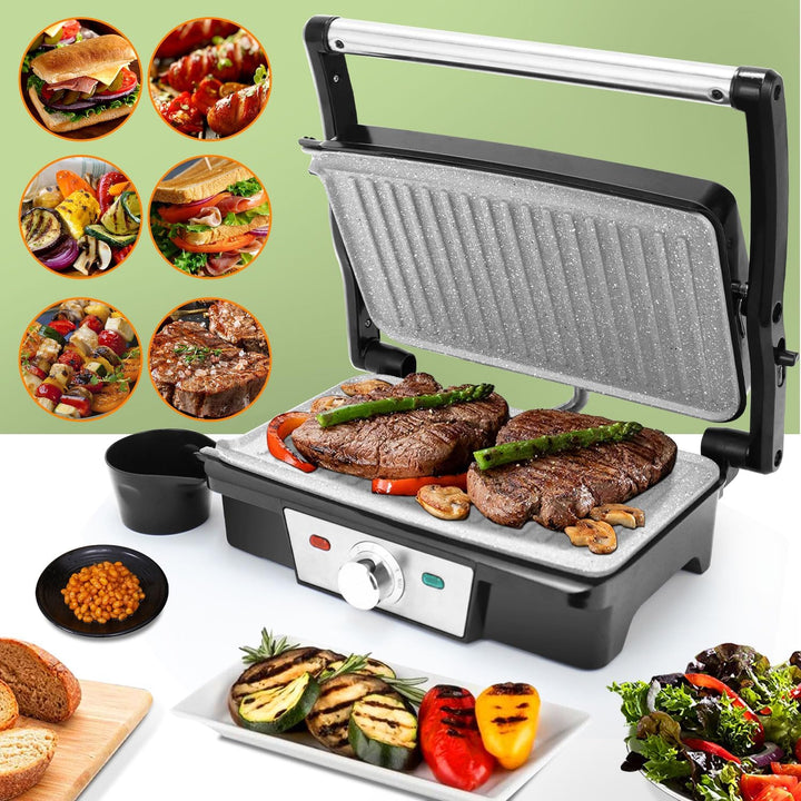 SUPERLEX Kontaktgrill Tischgrill 1500W für Steak, Sandwich Maker, Panini Grill, Toaster mit antihaft